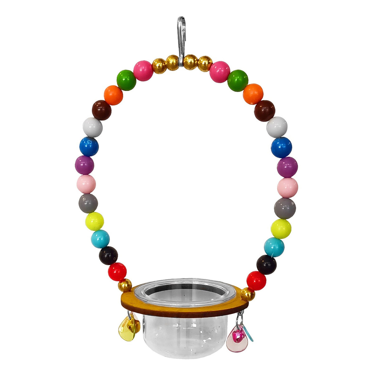Renkli Boncuklu Mama Kaplı Muhabbet Kuş Salıncağı 11-15 cm - SF-KSSLNCK-1004