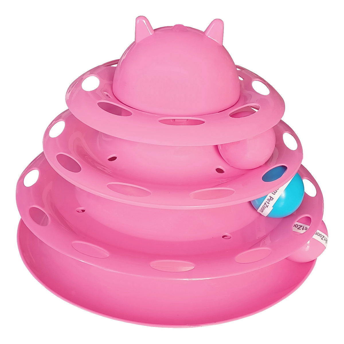 Markapet 3 Katlı Kedi Oyuncağı Kedi Başlıklı Toplu Kule 18-23 cm Pembe - SF-KTLKL-PMB