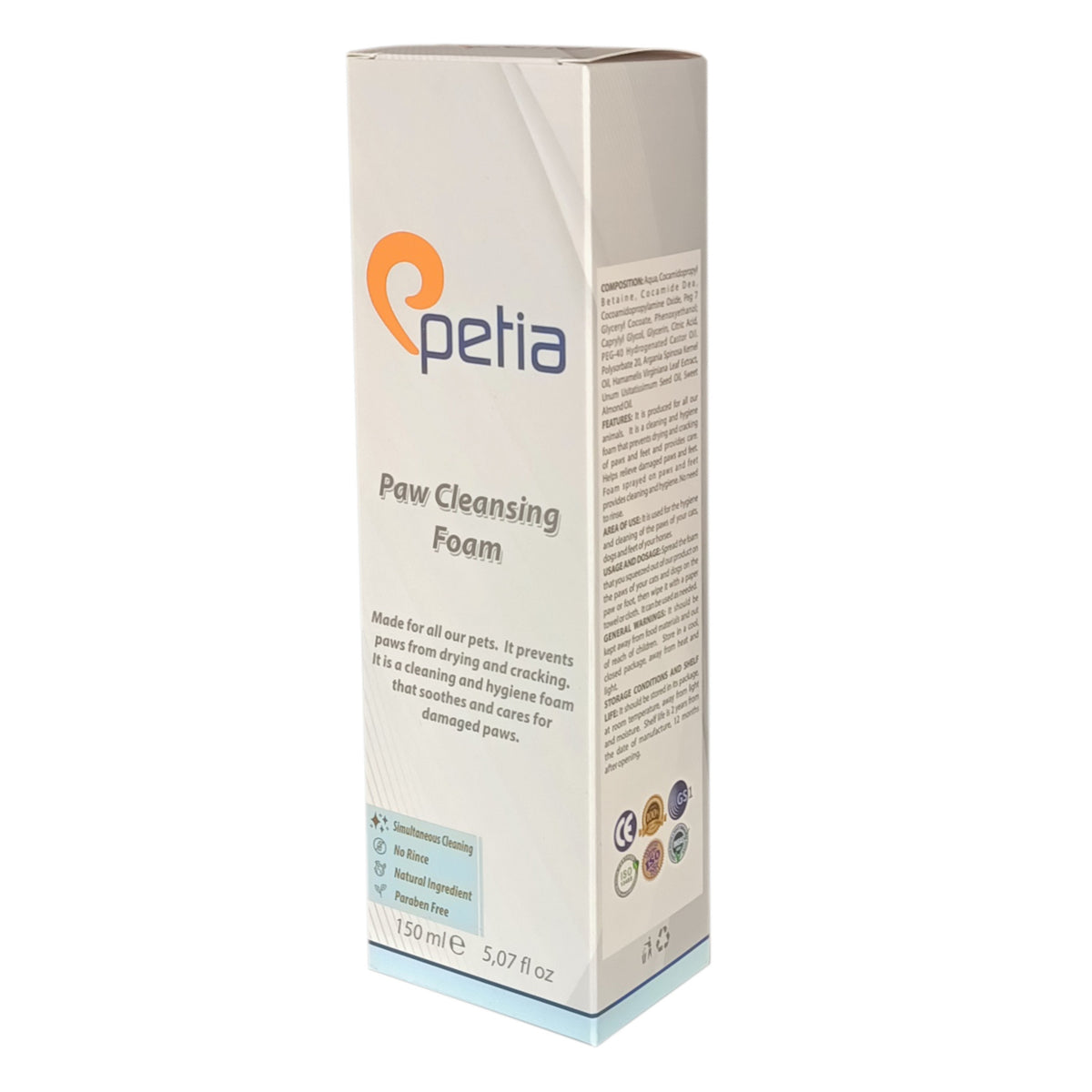 Petia Paw Cleansing Foam Doğal Kedi Köpek Pati Temizleme Köpüğü 150 ml - TDZN-710183