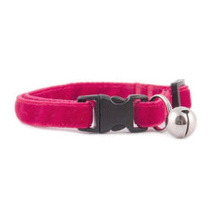 Markapet Kedi Boyun Tasması Kadife Dokulu Çanlı 1*30 cm Fuşya - 6527-FUS