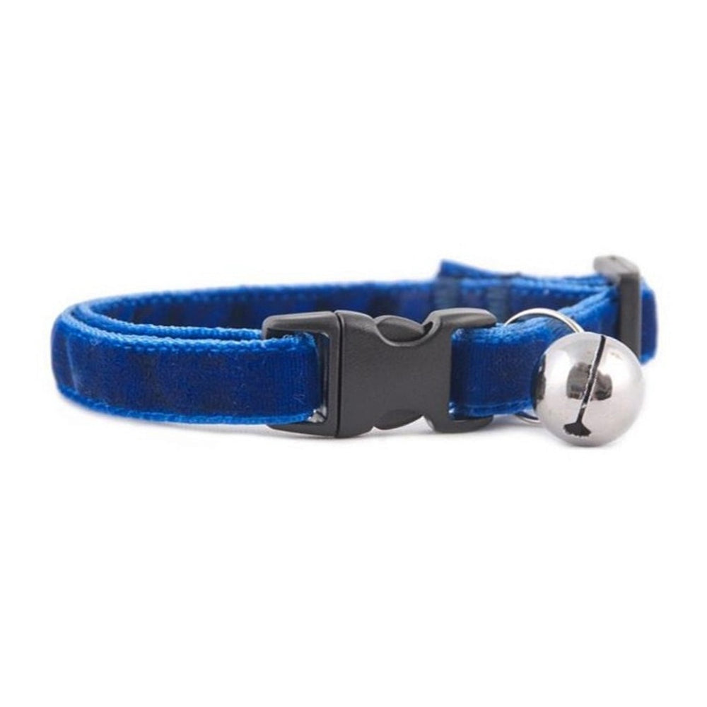 Markapet Kedi Boyun Tasması Kadife Dokulu Çanlı 1*30 cm Lacivert - 6527-LCVRT