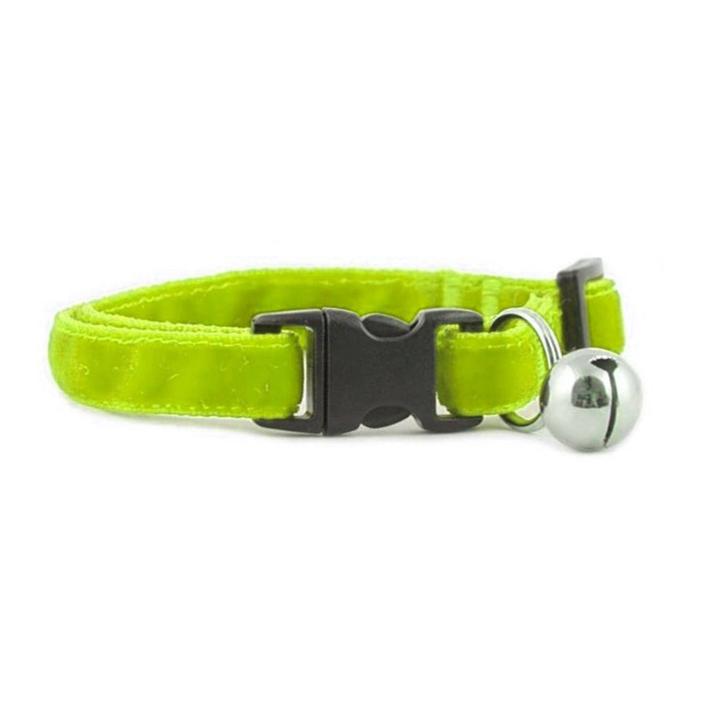 Markapet Kedi Boyun Tasması Kadife Dokulu Çanlı 1*30 cm Neon Sarı - 6527-NEON