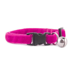 Markapet Kedi Boyun Tasması Kadife Dokulu Çanlı 1*30 cm Pembe - 6527-PMB