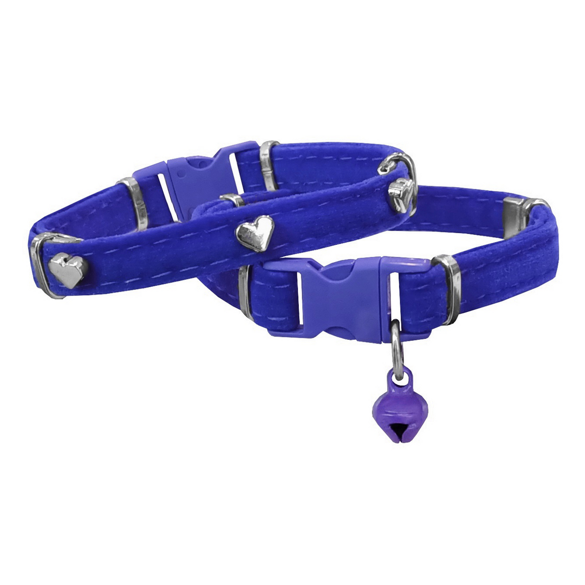 Markapet Kadife Kedi Boyun Tasması Kalpli 20-32 cm Mavi - SF-KDFKLP-MV
