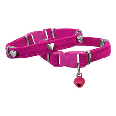 Markapet Kadife Kedi Boyun Tasması Kalpli 20-32 cm Pembe - SF-KDFKLP-PMB