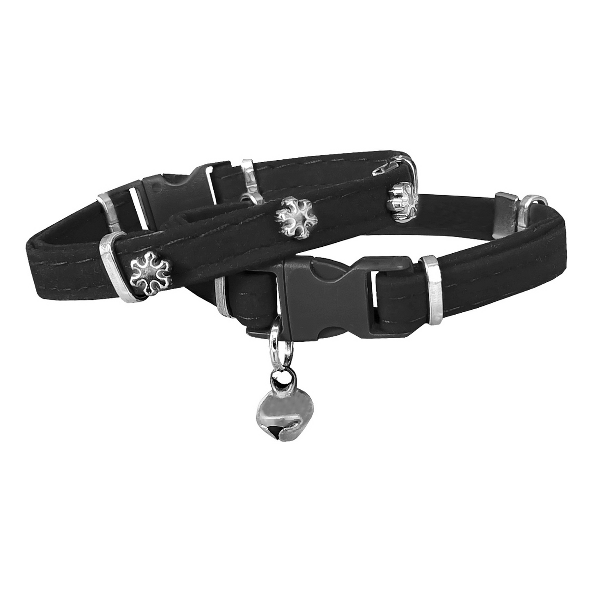 Markapet Kadife Kedi Boyun Tasması Kar Taneli 20-32 cm Siyah - SF-KDFKRTNL-SYH