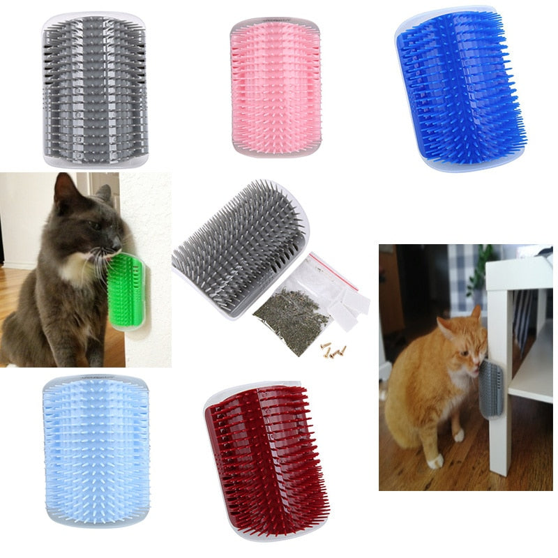 Self Groomer Kedi Otlu Duvara ve Masaya Monte Kedi Fırçası Mavi - KNY-KDFRCSI-MV