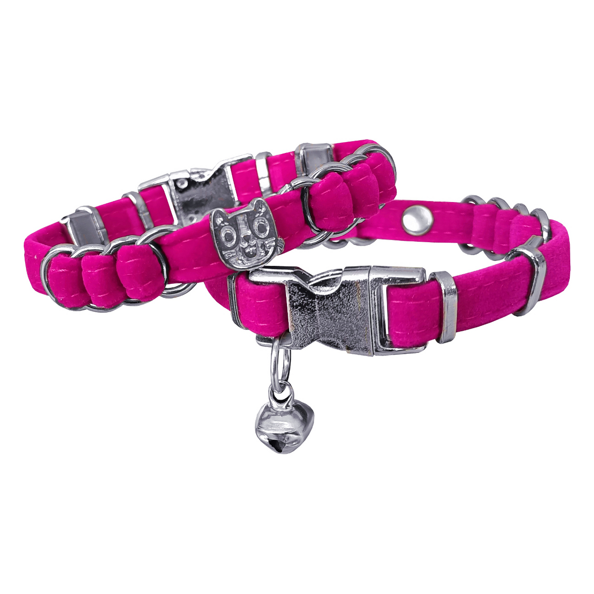 Markapet Kadife Kedi Boyun Tasması Kedi Kafalı 20-32 cm Pembe - SF-KDFKDKFL-PMB