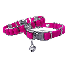Markapet Kadife Kedi Boyun Tasması Kedi Kafalı 20-32 cm Pembe - SF-KDFKDKFL-PMB