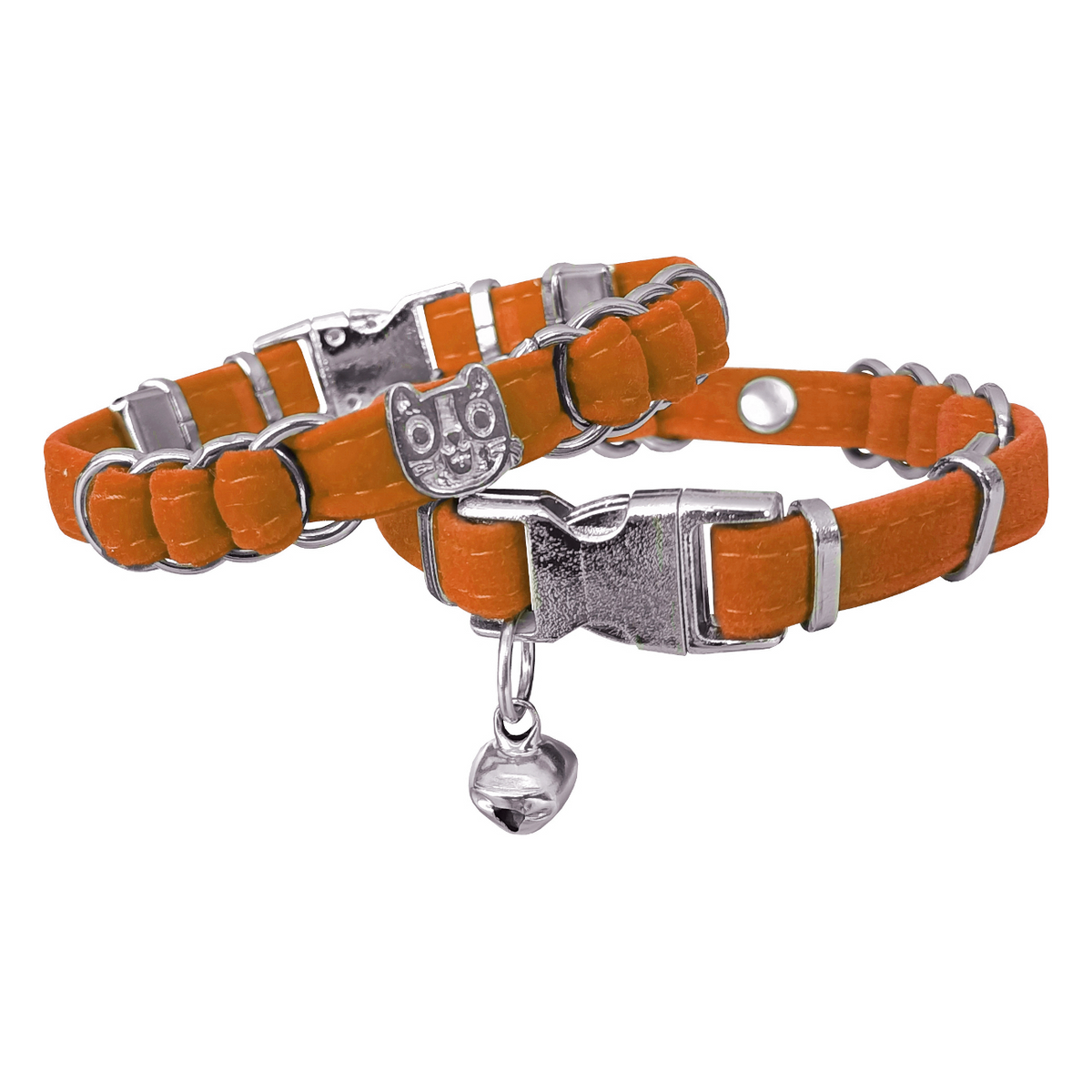 Markapet Kadife Kedi Boyun Tasması Kedi Kafalı 20-32 cm Turuncu - SF-KDFKDKFL-TRNC