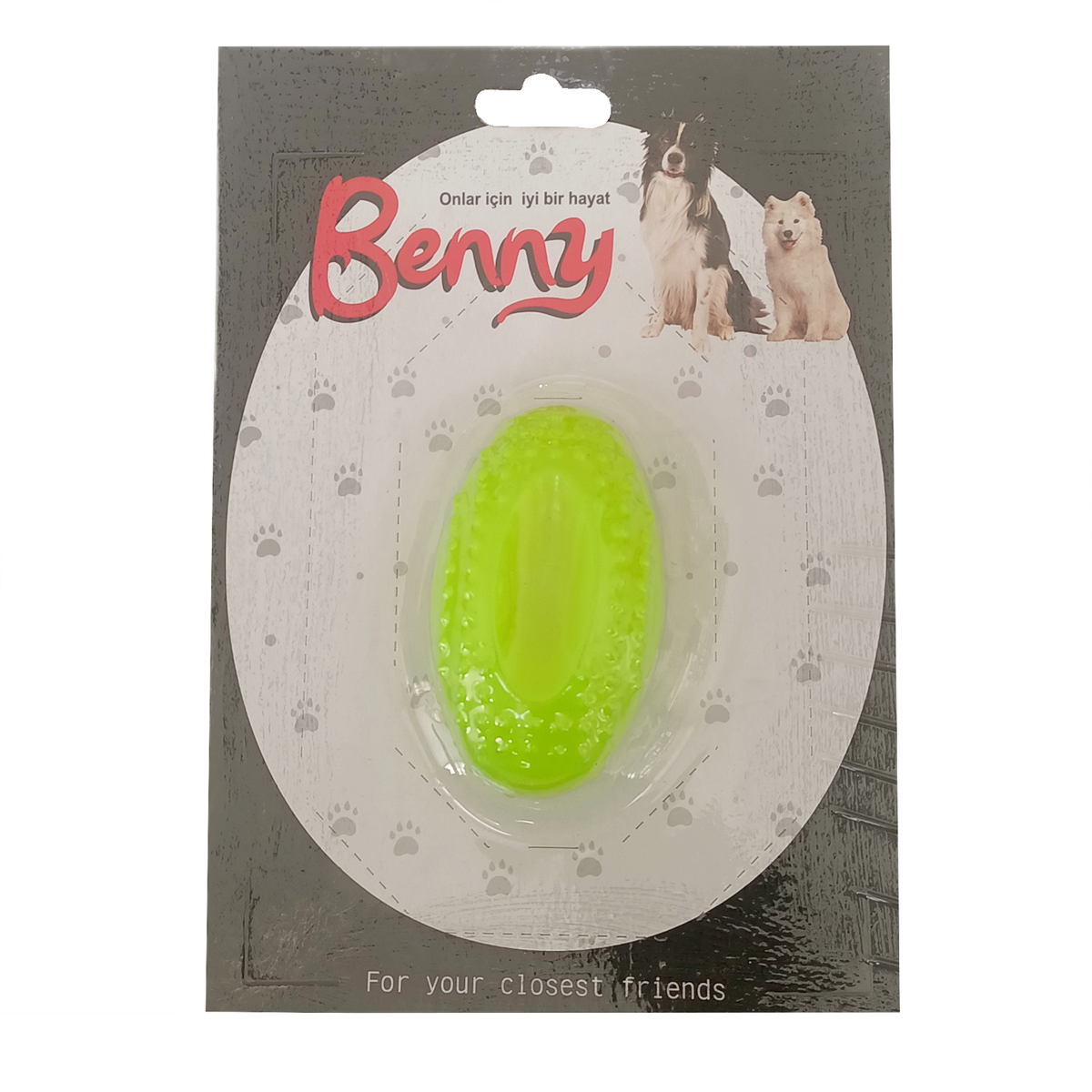 Benny Köpek Oyuncağı Sert Elips Top 8 x 4.5 cm Neon Yeşil - BNY-1115-NNYSL