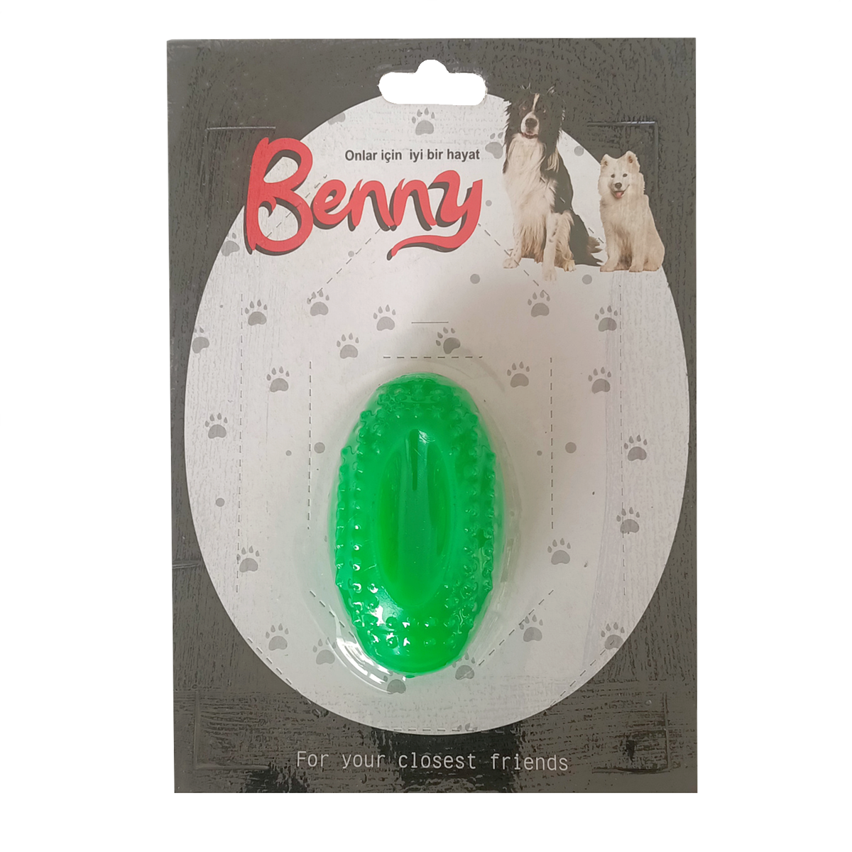 Benny Köpek Oyuncağı Sert Elips Top 8 x 4.5 cm Yeşil - BNY-1115-YSL