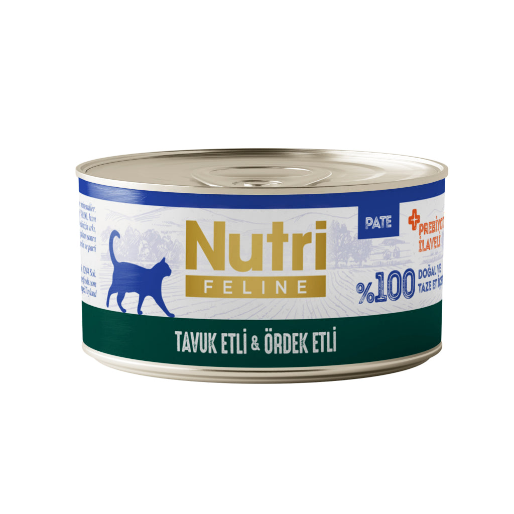 Nutri Feline Tavuk ve Ördek Etli Tahılsız Prebiyotik İlaveli Ezme Yetişkin Kedi Konservesi 70gr - K-017