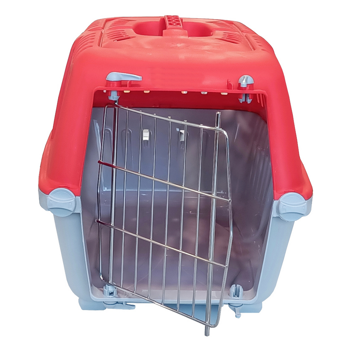 Markapet Metal Kapaklı Kedi Köpek Taşıma Çantası 28 x 32-44 cm Kırmızı Gri - SF-TSM-MTLKPK-KRMZ