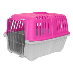 Markapet Metal Kapaklı Kedi Köpek Taşıma Çantası 28 x 32-44 cm Pembe Gri - SF-TSM-MTLKPK-PMB