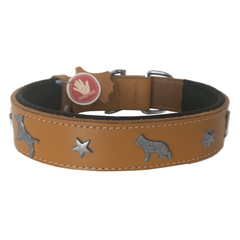 Doggie Konfor Deri Köpek Figürlü Köpek Boyun Tasması 56-64 cm XL Kamel - DG-DRF-XLK