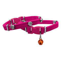 Markapet Kadife Kedi Boyun Tasması Midyeli 20-32 cm Pembe - SF-KDFMDY-PMB