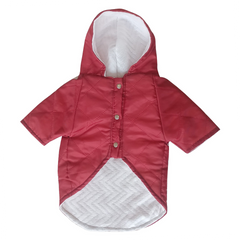 Kapşonlu Ve Astarlı Köpek Montu XX Large 37-54 cm Kırmızı Beyaz - SF-MNTXXLRG-KB
