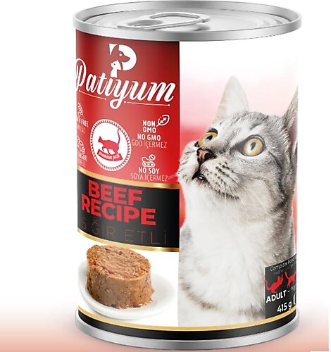 Patiyum Sığır Etli Kedi Konservesi 400 gr(20'li)