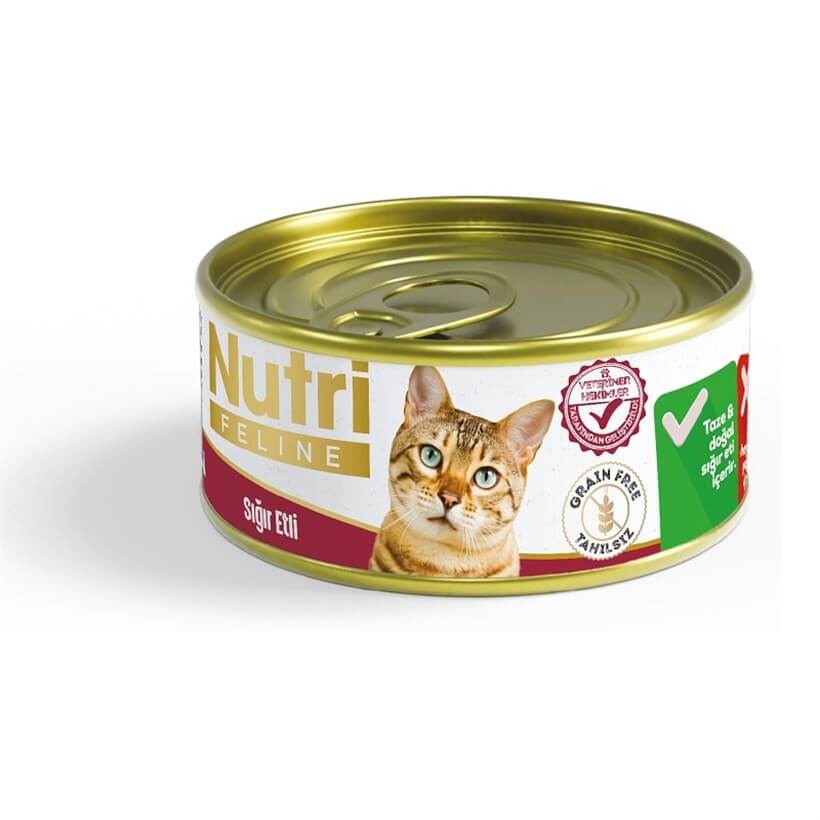 Nutri Feline Tahılsız Sığır Etli Kedi Konservesi 85 Gr - K-004-5