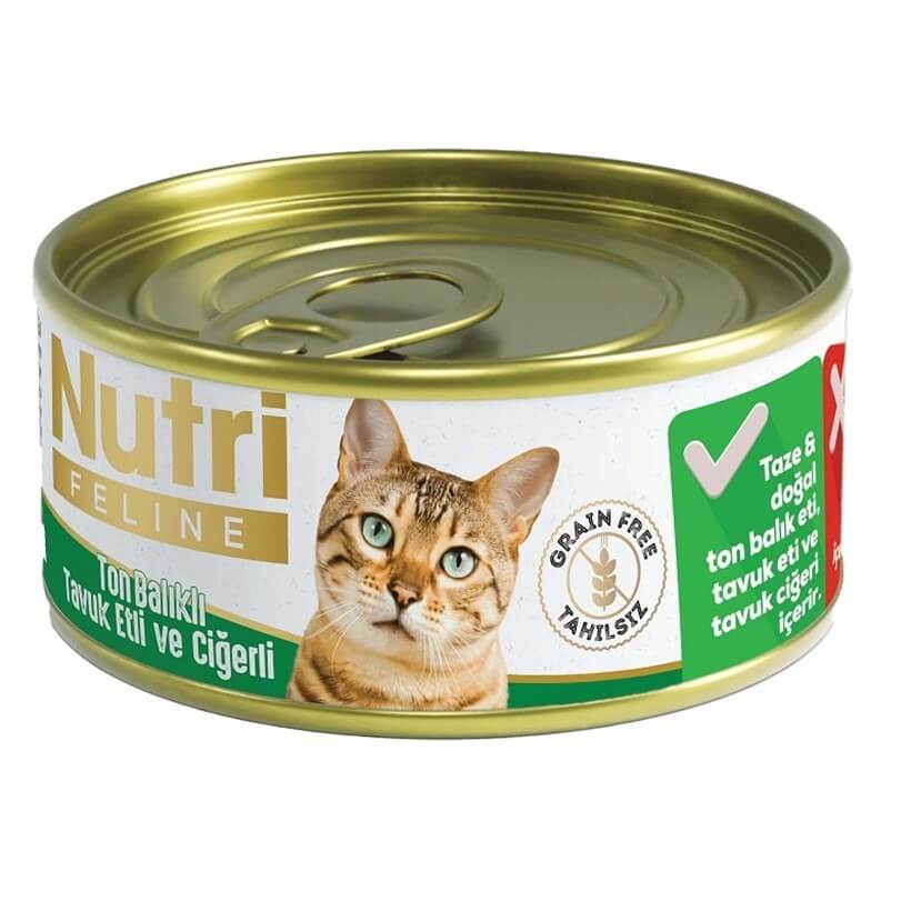 Nutri Feline Tahılsız Ton Balık Tavuk Ciğerli Kedi Konservesi 85 Gr - K-004
