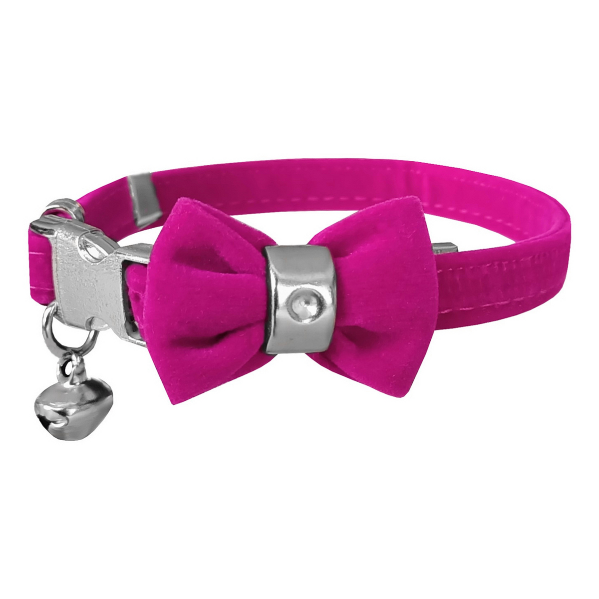 Markapet Kadife Kedi Boyun Tasması Papyonlu 20-32 cm Pembe - SF-KDFPPYN-PMB