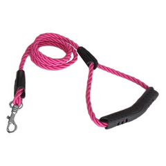 Üçlü Sarmallı Köpek Gezdirme Halatı 1 cm-120 cm Pembe - KNY-GZDRMHLT-PMB