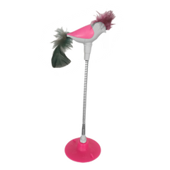 Markapet Vantuzlu Yaylı Kuşlu  Kedi Oyuncağı 30 cm Pembe - SF-YYLKSLOYNCK-PMB