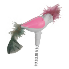 Markapet Vantuzlu Yaylı Kuşlu  Kedi Oyuncağı 30 cm Pembe - SF-YYLKSLOYNCK-PMB