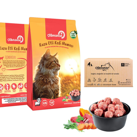 Çiğ Mamam Kedi İçin Kuzulu Köfte 2 kg