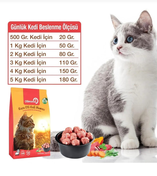 Çiğ Mamam Kedi İçin Kuzulu Köfte 12 kg