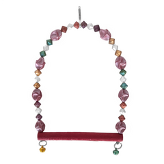 Markapet Boncuklu Ve Tünekli Kuş Salıncağı 10 cm-14 cm Bordo - SF-BL-1018