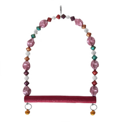 Markapet Boncuklu Ve Tünekli Kuş Salıncağı 10 cm-14 cm Bordo - SF-BL-1018