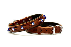 Doggie Nazar Boncuklu Köpek Tasması 2,0x40cm Small Kahverengi - SBT-2023S-KAH