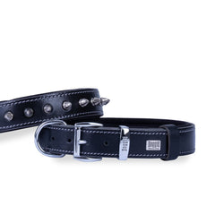 Doggie Konfor Deri El Yapımı Çivili Köpek Boyun Tasması 2,5x37-45cm Siyah - SBT-2512-M-SYH