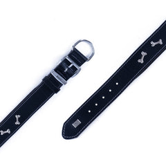 Doggie Kemik Desenli Deri Köpek Tasması 3,5X47-55 cm Siyah - SBT-3562M-SYH