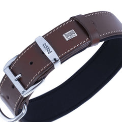 Doggie Gerçek Deriden El Yapımı Kemik Süslü Köpek Boyun Tasması 4x52-60 cm Kahverengi - SBT-4060M-KHV