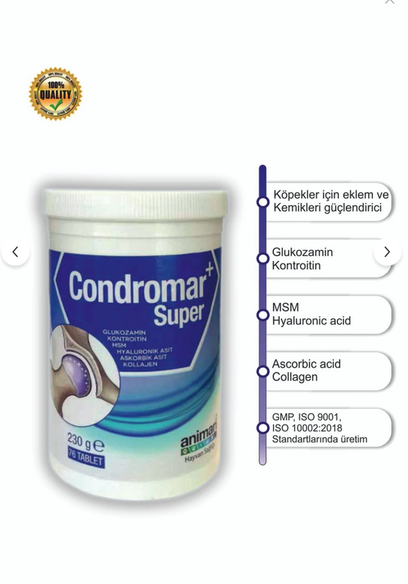 Animari Condromar Super 230 gr 76 Tablet Köpekler Için Glukozamin - 13304