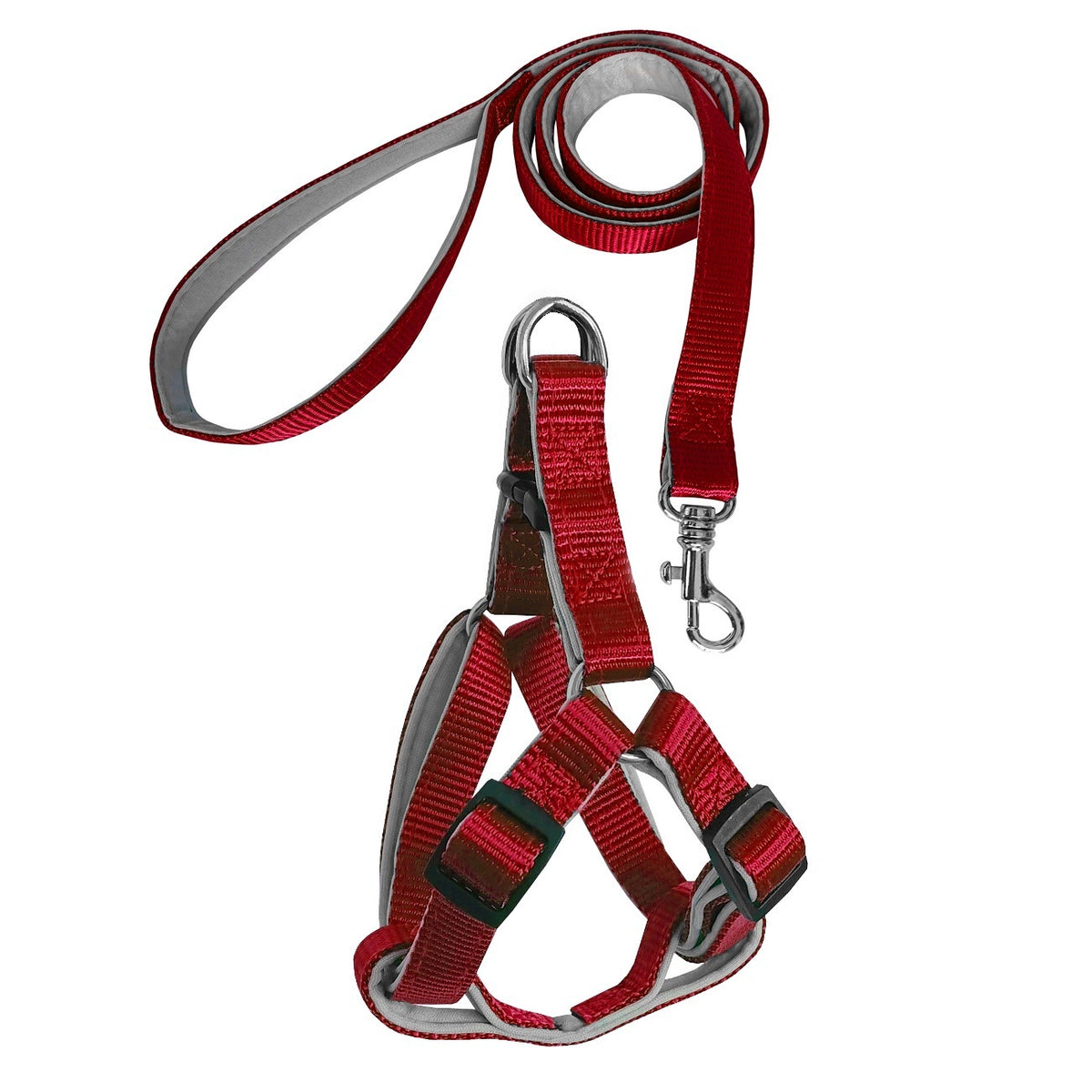 Gezdirme Kayışlı Dokuma Köpek Göğüs Tasma Seti 52*73-110 cm Kırmızı - KNY-TSMST-LRGKRMZ
