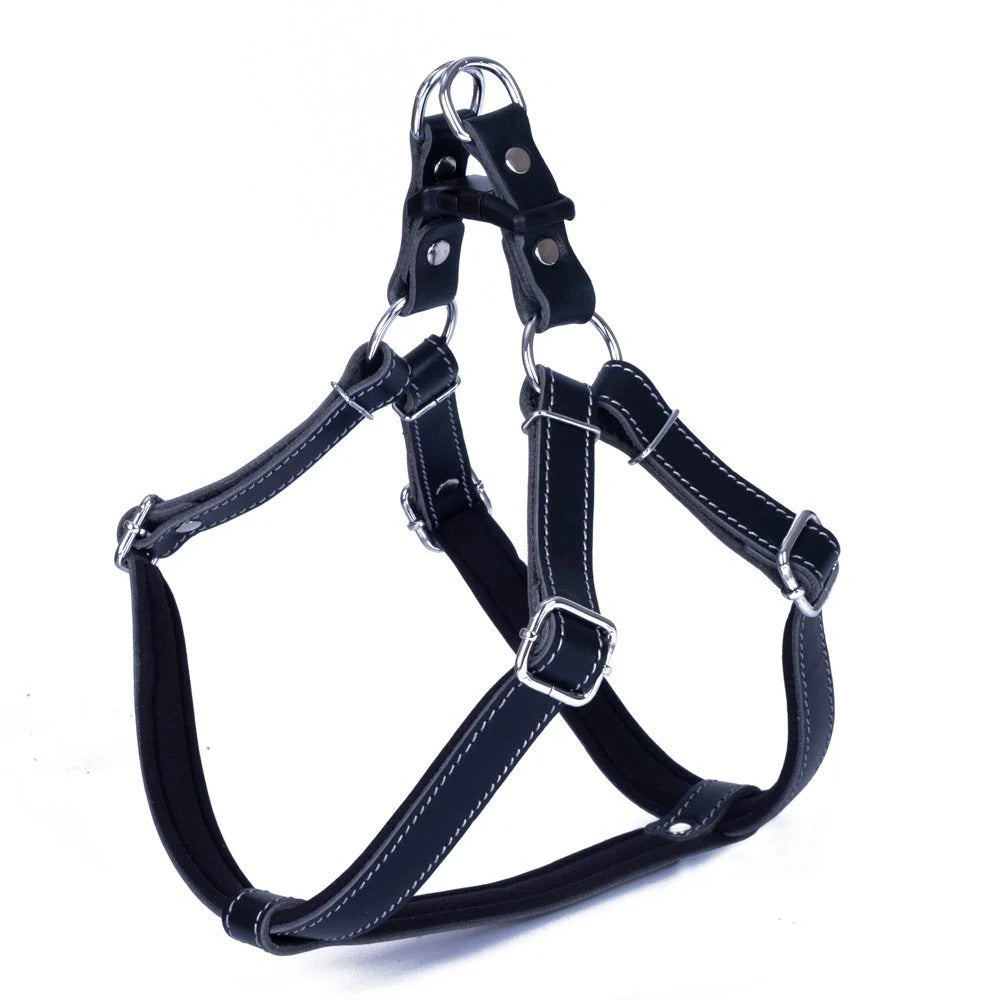 Doggie Gerçek Deriden El Yapımı Ronnin Köpek Göğüs Tasması 2x55-65 cm Large Siyah - SGT-L-SYH