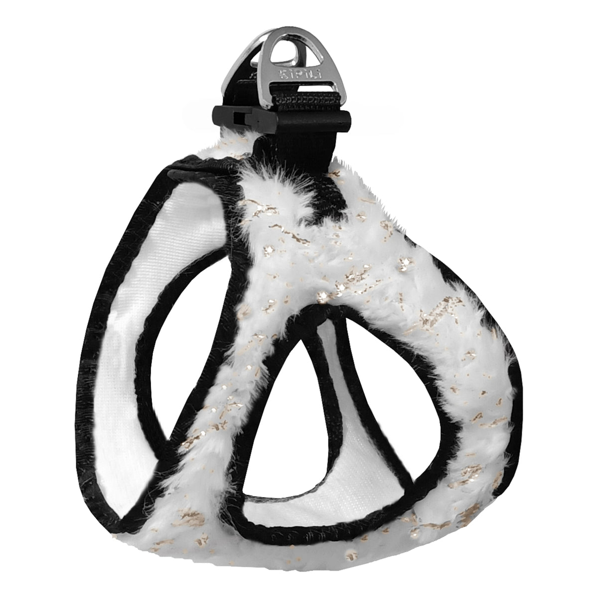 Üç Kilitli Simli Peluş Kedi Köpek Göğüs Tasması 20-24 cm XXX-Small Beyaz - SF-SML-XXXSBYZ