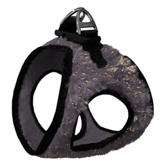 Üç Kilitli Simli Peluş Kedi Köpek Göğüs Tasması 30-38 cm Small Gri - SF-SML-SGR