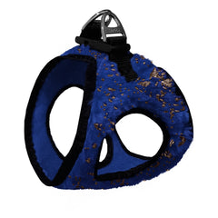 Üç Kilitli Simli Peluş Kedi Köpek Göğüs Tasması 30-38 cm Small Lacivert - SF-SML-SLCVRT
