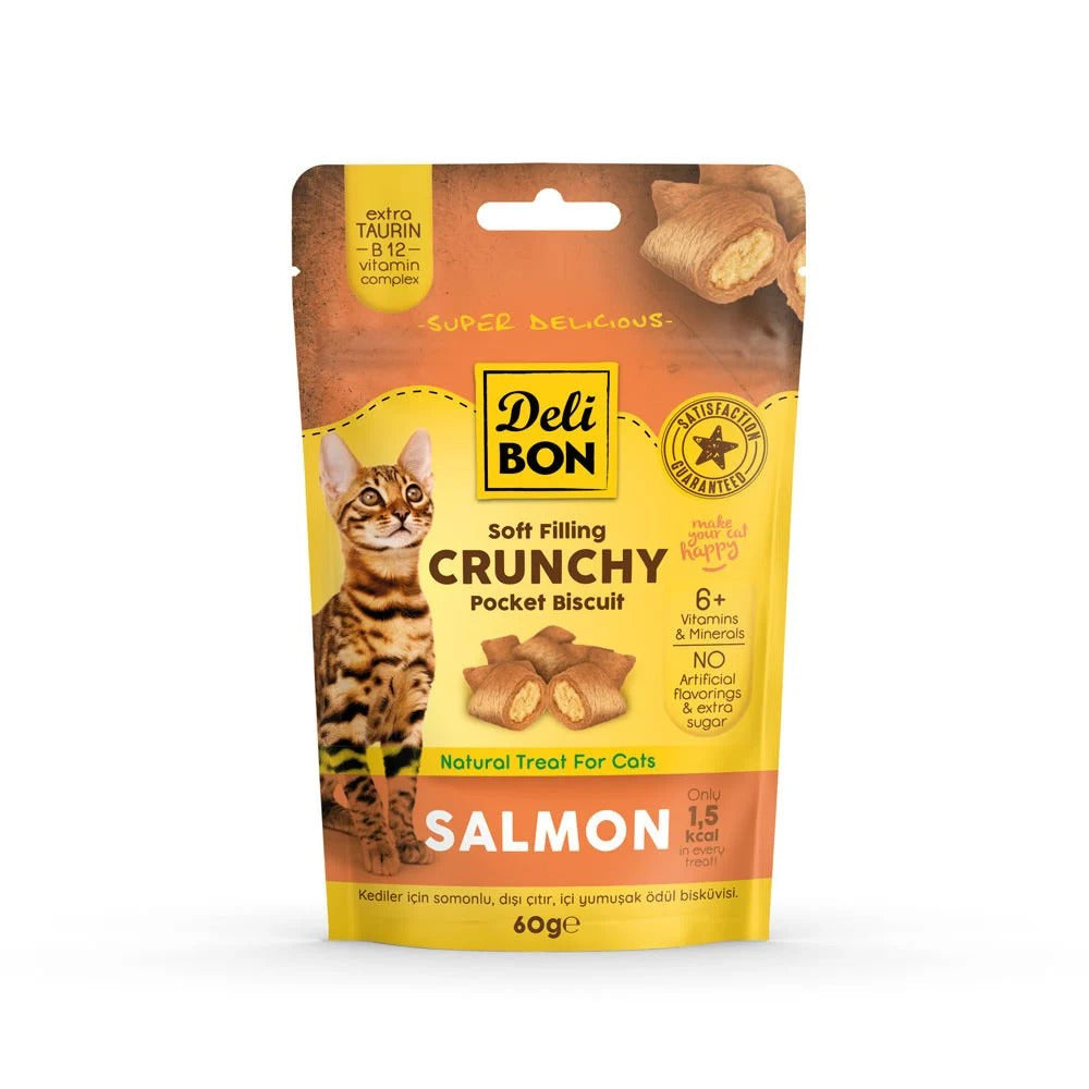 Delibon Cruncy İçi Dolgulu Ödül Bisküvisi - Somonlu 60gr - SOLMONPOCKET60