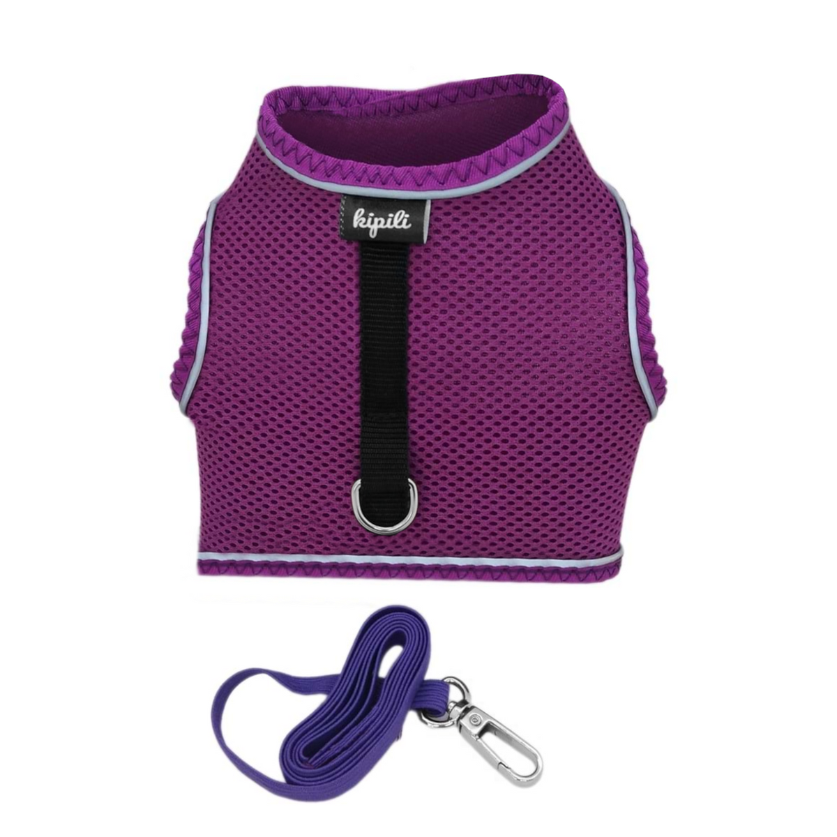 Çift Kilitli Sportif Kedi Köpek Göğüs Tasma Seti 34-44 cm Large Mor - SF-SPRTFST-LMR