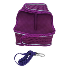 Çift Kilitli Sportif Kedi Köpek Göğüs Tasma Seti 32-40 cm Medium Mor - SF-SPRTFST-MMR