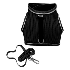 Çift Kilitli Sportif Kedi Köpek Göğüs Tasma Seti 34-44 cm Large Siyah - SF-SPRTFST-LSYH