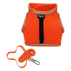 Çift Kilitli Sportif Kedi Köpek Göğüs Tasma Seti 34-44 cm Large Turuncu - SF-SPRTFST-LTRNC