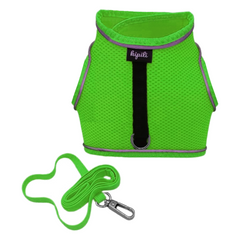 Çift Kilitli Sportif Kedi Köpek Göğüs Tasma Seti 32-40 cm Medium Yeşil - SF-SPRTFST-MYSL