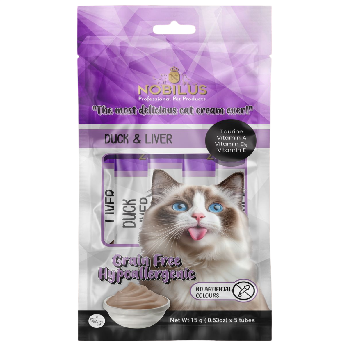 Nobilus Ördekli Ciğerli Kedi Krema Ödül Maması 5 x 15 gr - 13460-7